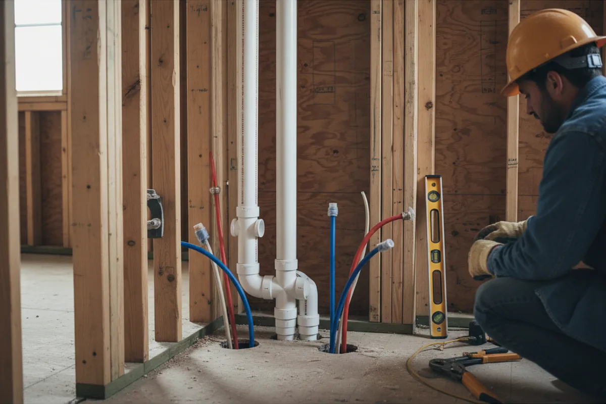 Drain and supply rough-in during Toilet Repair and Installation in Cooksville